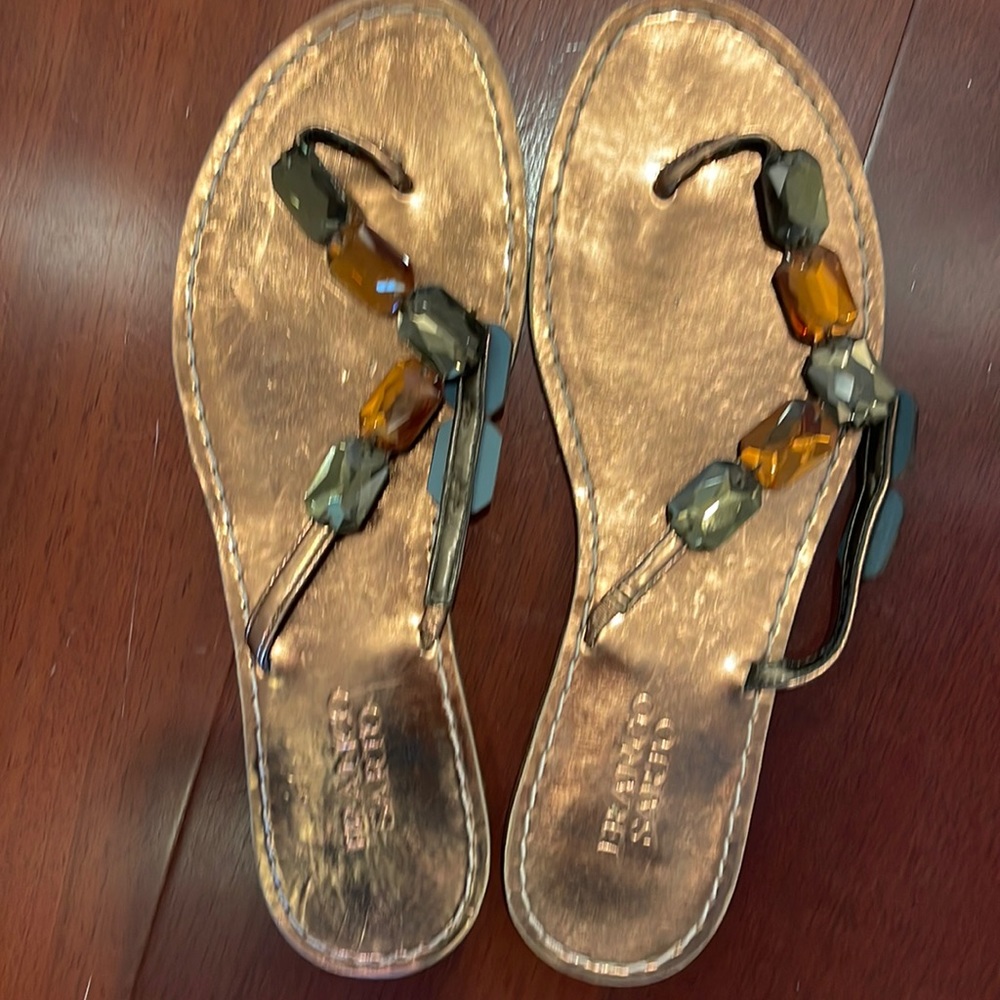 Franco Sarto bronze / copper color sandal with glass beads